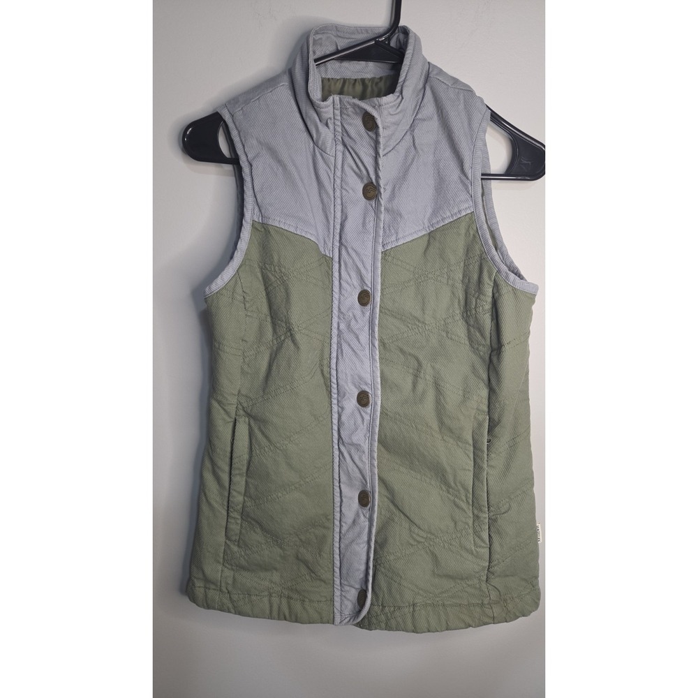 Magellan Outdoors Classic Fit Green/Gray Quilted Corduroy Vest Utility Vest Smal